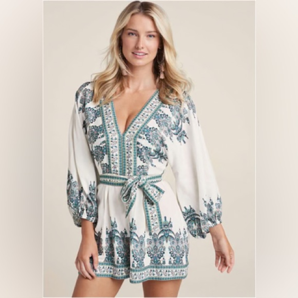 Venus White Patterned Romper - image 1